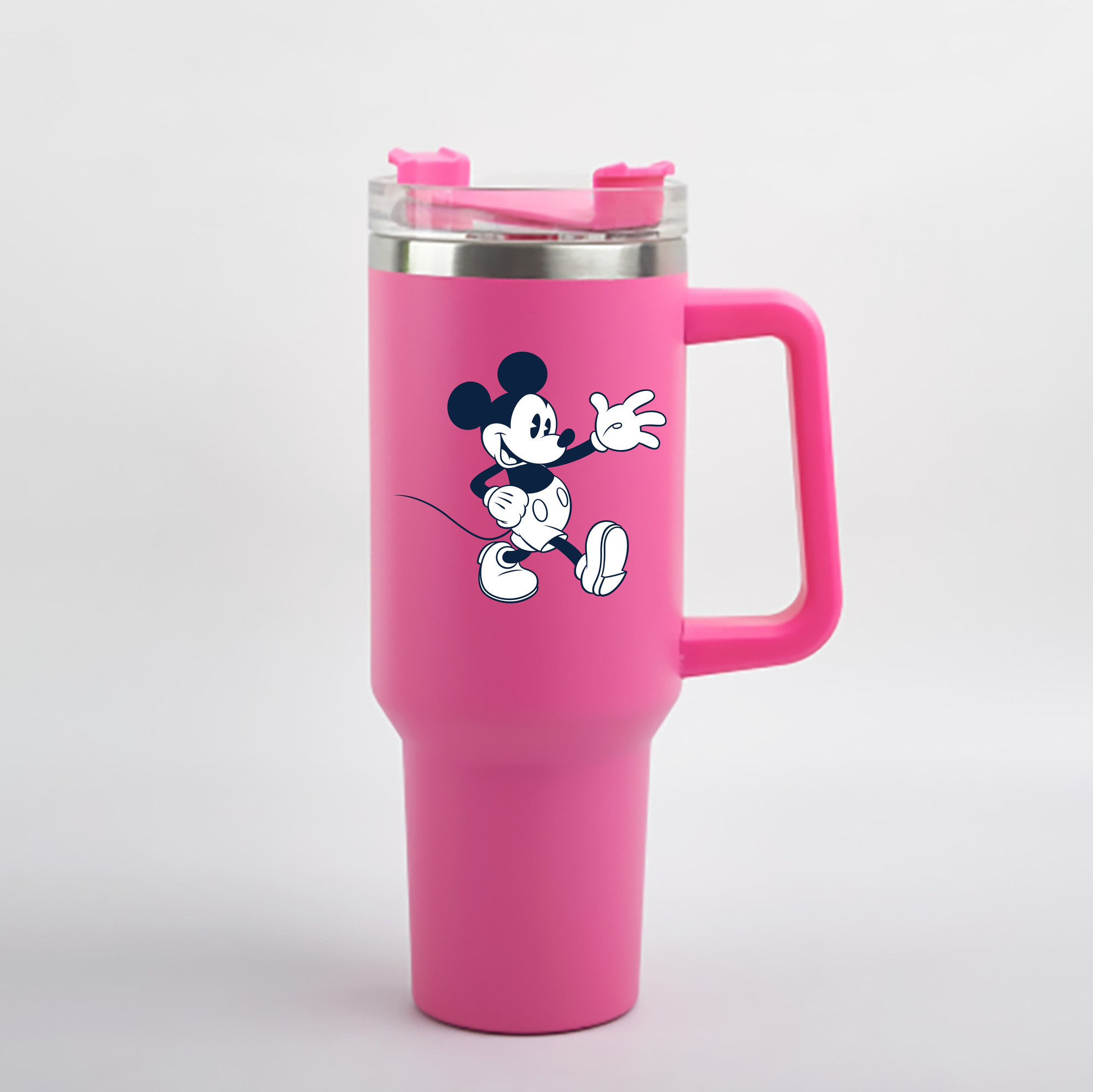 （画像用） ミッキーマウス Mickey Mouse 1200mL車用タンブラー - クリスタルステッカー（プラスチックストロー付き）